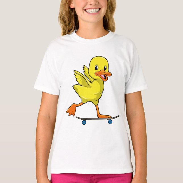 Camiseta Pato como patinador con patineta (Anverso)