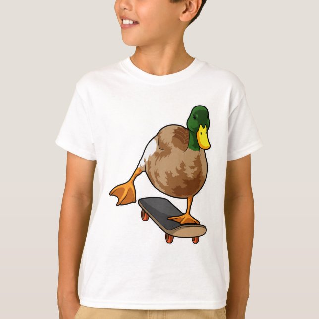 Camiseta Pato como patinador con patineta (Anverso)