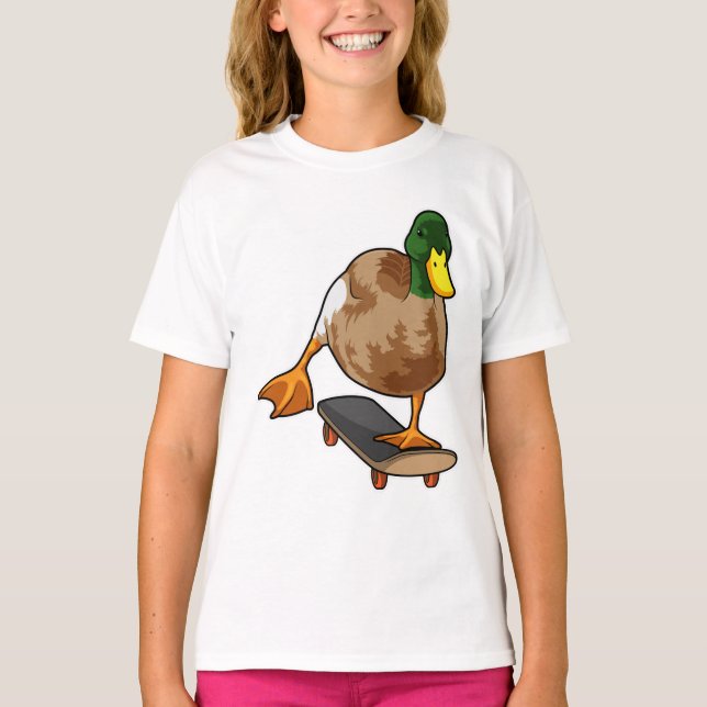 Camiseta Pato como patinador con patineta (Anverso)