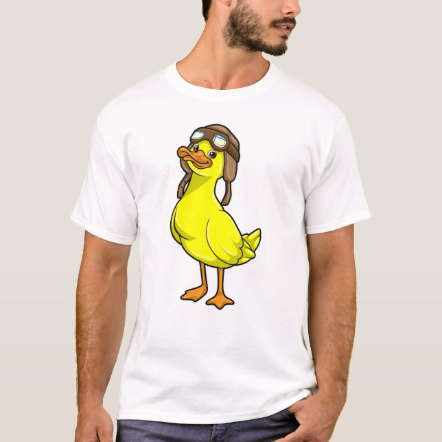 Camiseta Pato como piloto con tapón y gafas (Anverso)