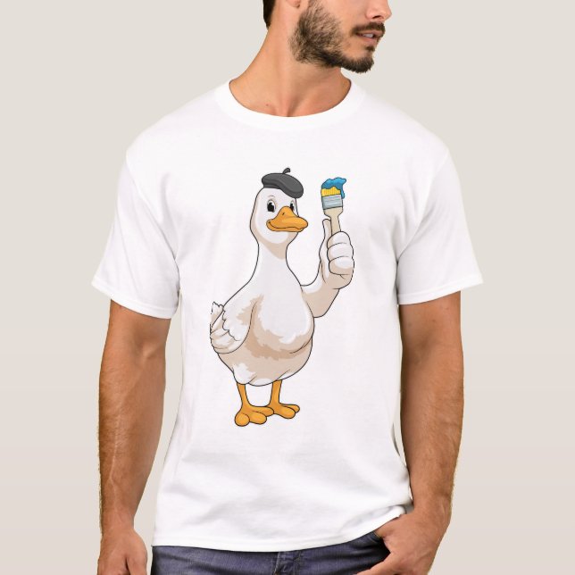 Camiseta Pato como pintador con pincel de pintura (Anverso)
