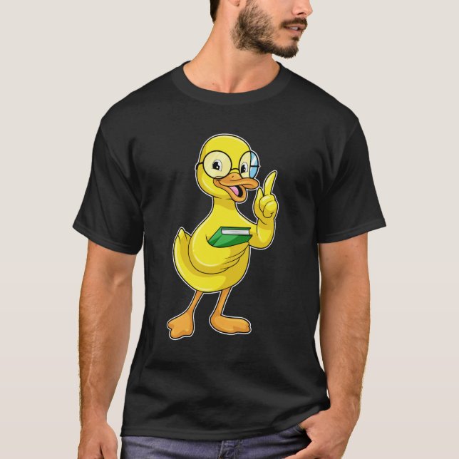 Camiseta Pato como profesor con libro y lentes (Anverso)