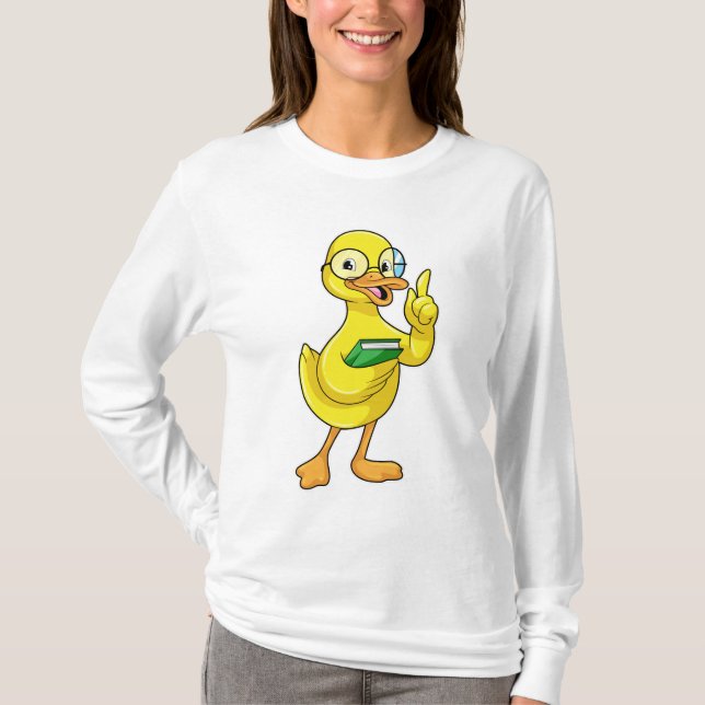 Camiseta Pato como profesor con libro y lentes (Anverso)