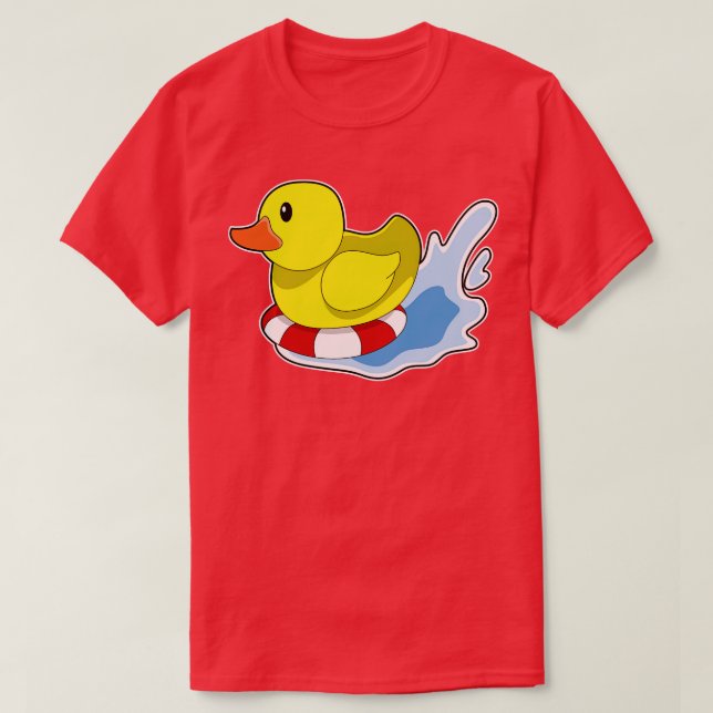 Camiseta Pato con anillo de natación en agua (Diseño del anverso)