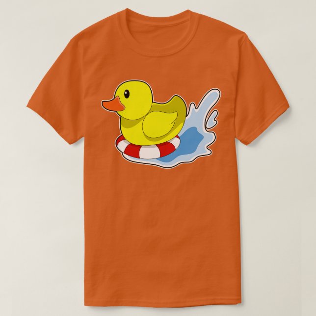 Camiseta Pato Con Anillo De Natación En Agua (Diseño del anverso)