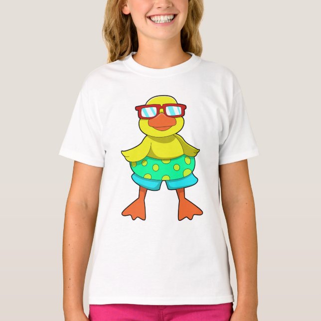 Camiseta Pato con anillo de natación y gafas de sol (Anverso)