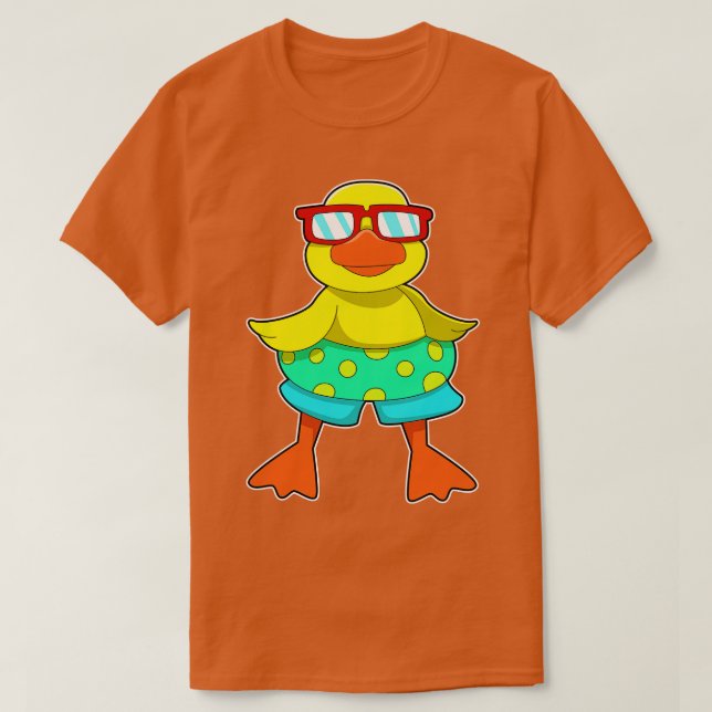 Camiseta Pato con gafas de sol de anillo de natación (Diseño del anverso)