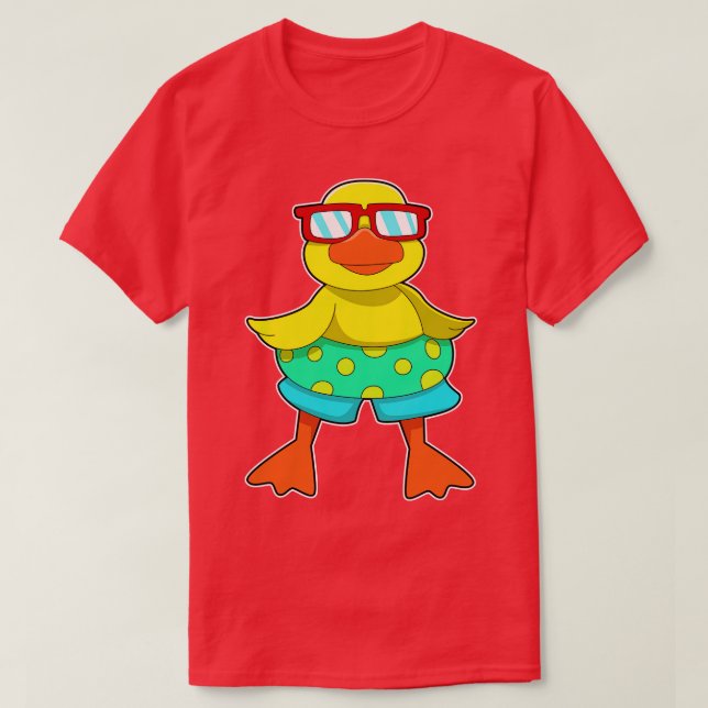 Camiseta Pato con gafas de sol de anillo nadador (Diseño del anverso)