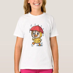 Camiseta Pato con impermeable salpicando charcos niños