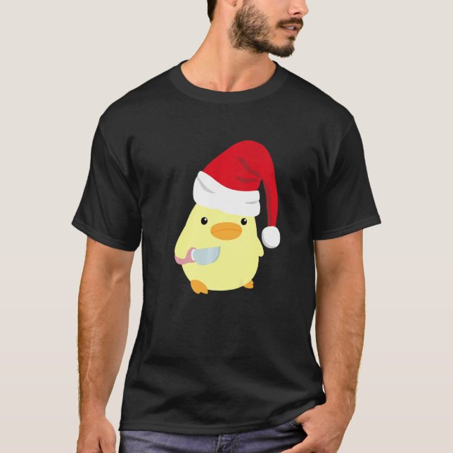 Camiseta Pato Con Navidades De Cuchillos Para Hombres Y Muj (Anverso)