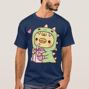 Camiseta Pato Con Ropa De Dinosaurio Con Fresa