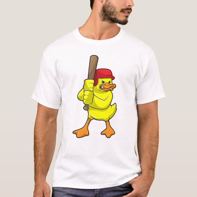Camiseta Pato de béisbol con bate de béisbol y gorra (Anverso)