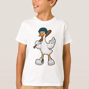 Camiseta Pato de béisbol con cascos y raqueta de béisbol