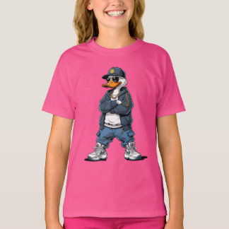 Camiseta Pato de dibujos animados con cadenas de oro y suda
