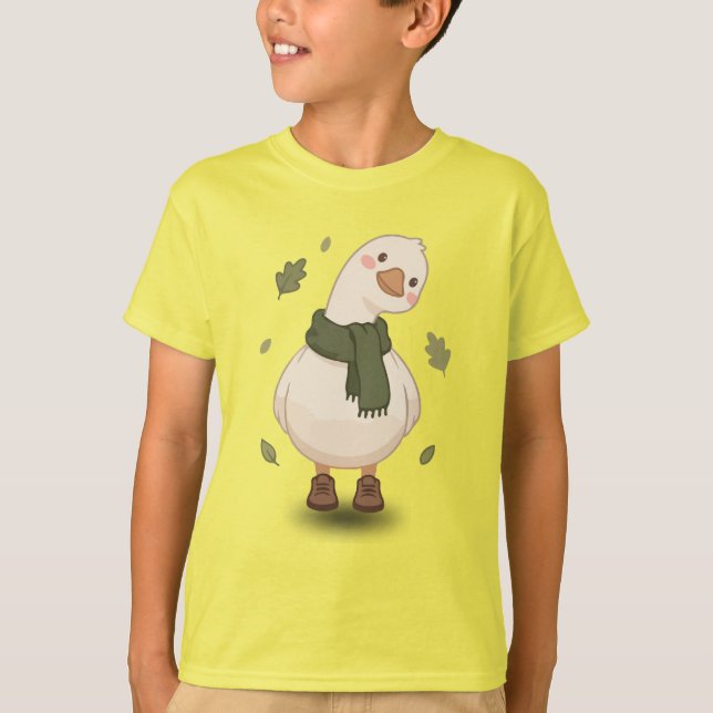 Camiseta Pato de dibujos animados de otoño acogedor (Anverso)