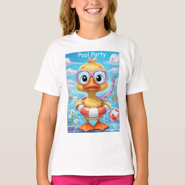 Camiseta Pato de Fiesta de piscina personalizado con tubo d (Anverso)