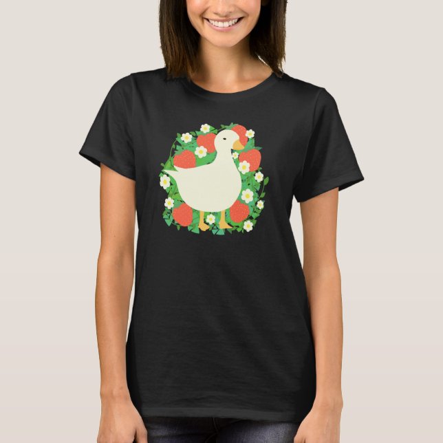 Camiseta Pato de gasa de fresa floral (Anverso)