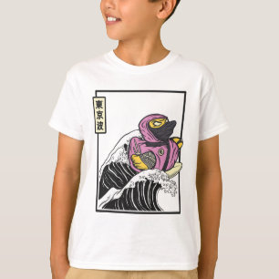 Camiseta Pato de goma Ninja Surfing Ola de Kanagawa Kawaii