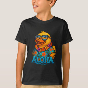 Camiseta Pato de goma tropical Lei hawaiano Aloha Pato de g