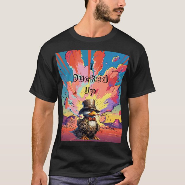 Camiseta Pato de Steampunk "Me caí" (Anverso)