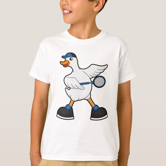 Camiseta Pato de tenis con raqueta de tenis y gorra (Anverso)
