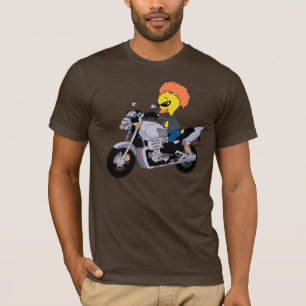 Camiseta Pato del dibujo animado en una motocicleta fresca