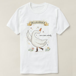Camiseta Pato Deluluduck Divertido Cisne Botas Bonitas Bril