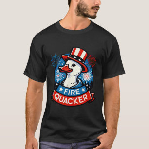 Camiseta Pato divertido del cuatro de julio Patriótico Fueg