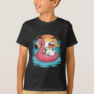 Camiseta Pato Divertido Flamingo Hawaiano Flotador Playa Ve