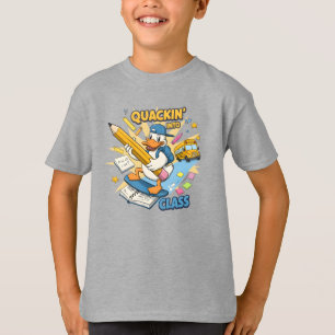 Camiseta Pato Divertido Patinando hacia la Escuela
