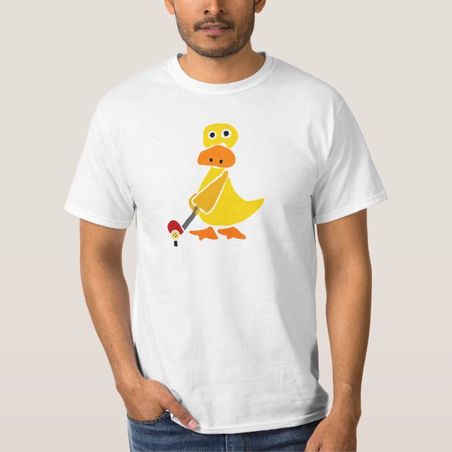 Camiseta Pato divertido que juega arte del primitivo del (Anverso)