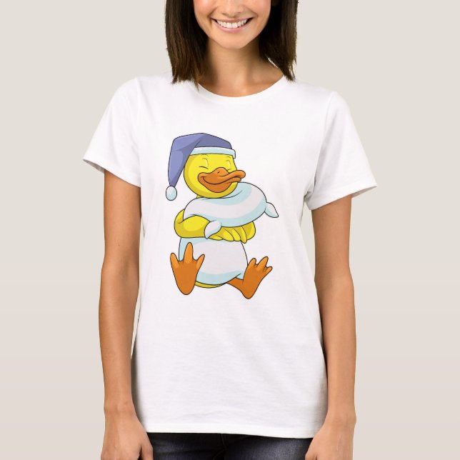Camiseta Pato durmiendo con gorra nocturna (Anverso)