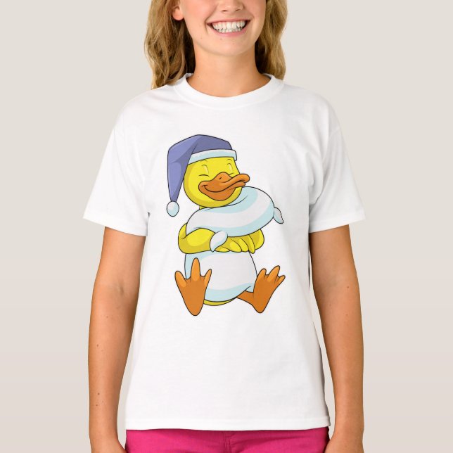 Camiseta Pato durmiendo con gorra nocturna (Anverso)