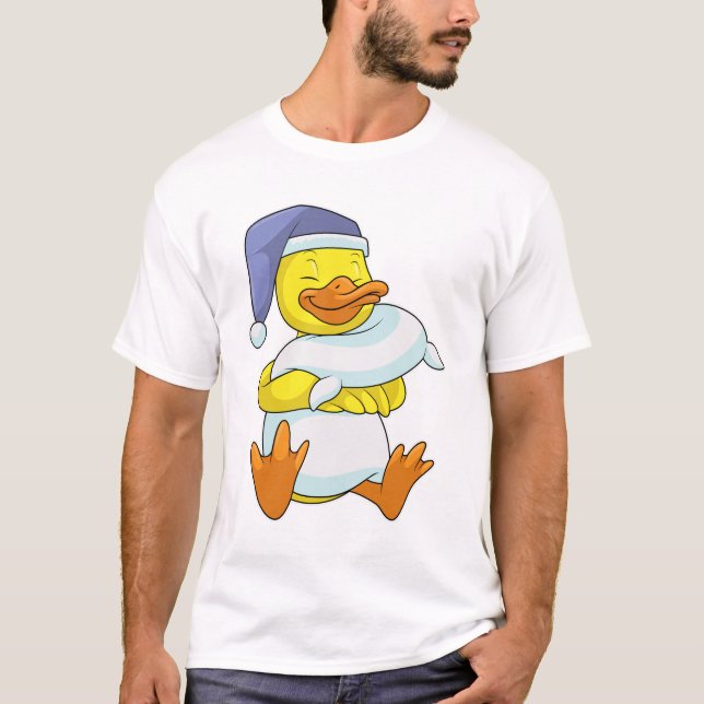 Camiseta Pato durmiendo con gorra nocturna (Anverso)