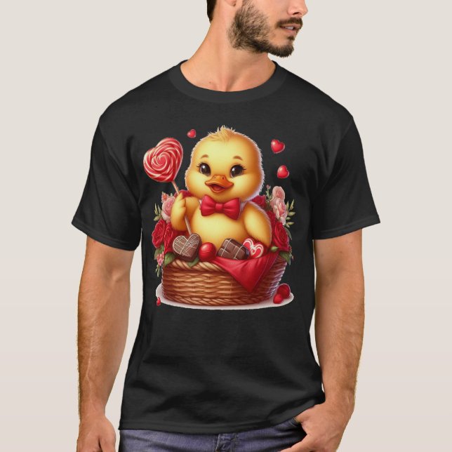 Camiseta Pato El día de San Valentín cúrito/blanco (Anverso)