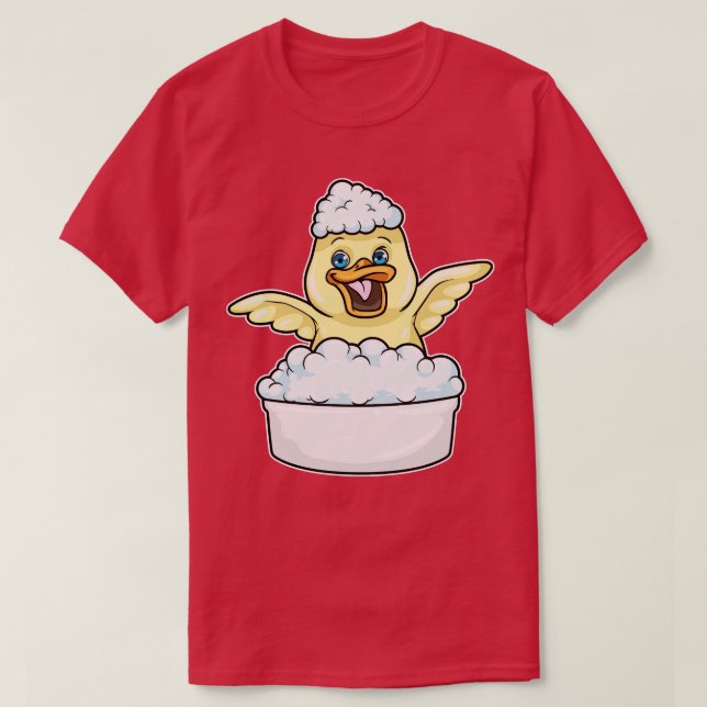Camiseta Pato en bañarse en bañera con espuma (Diseño del anverso)