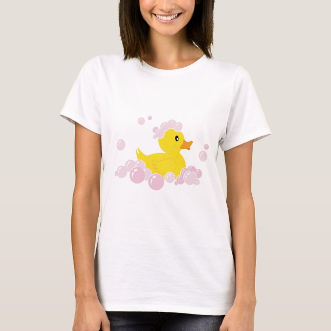 Camiseta Pato en burbujas rosadas (Anverso)