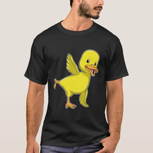Camiseta Pato en ejercicio de Stretching de Yoga (Anverso)