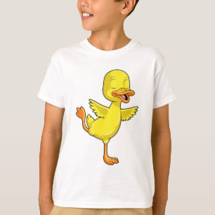 Camiseta Pato en el gimnasio del yoga en una pierna