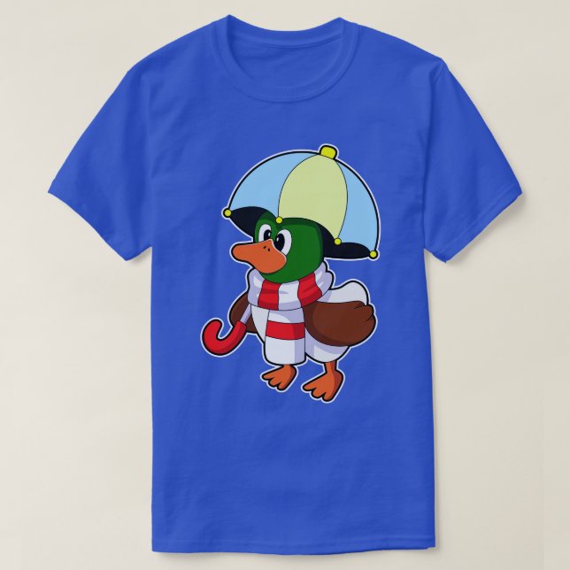 Camiseta Pato en la lluvia con paraguas 2 (Diseño del anverso)