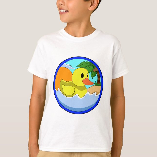 Camiseta Pato en la playa con palmeras.PNG (Anverso)