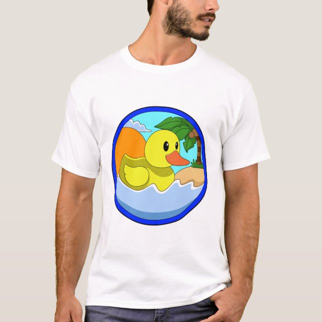 Camiseta Pato en la playa con palmeras.PNG (Anverso)