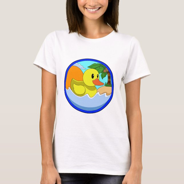 Camiseta Pato en la playa con palmeras.PNG (Anverso)