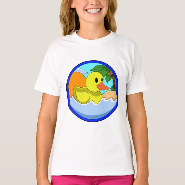 Camiseta Pato en la playa con palmeras.PNG (Anverso)