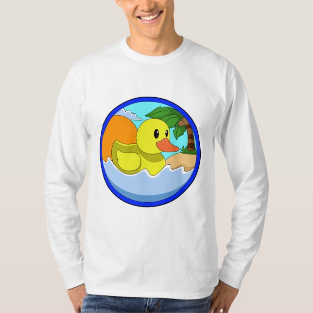Camiseta Pato en la playa con palmeras.PNG (Anverso)