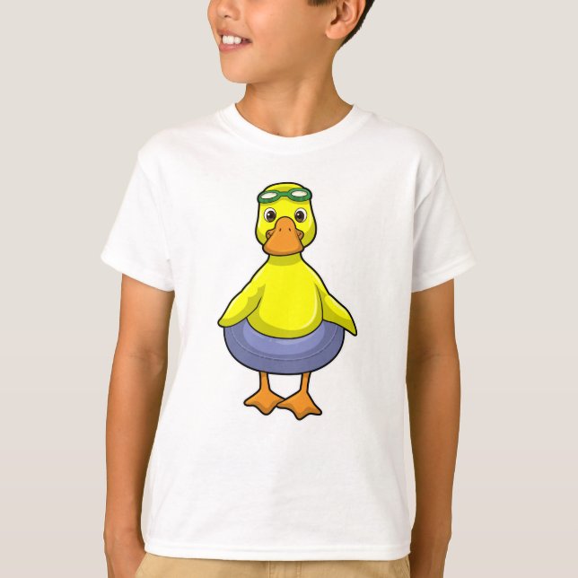 Camiseta Pato en Natación con anillo de natación (Anverso)