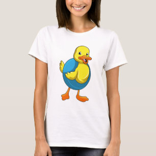Camiseta Pato en Natación con anillo de natación