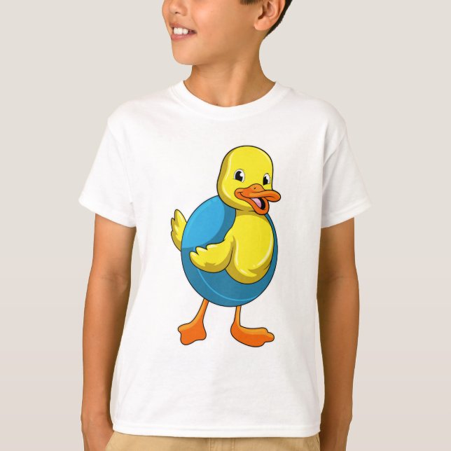 Camiseta Pato en Natación con anillo de natación (Anverso)