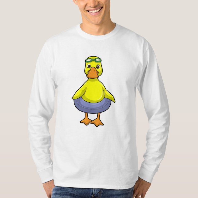 Camiseta Pato en Natación con anillo de natación (Anverso)