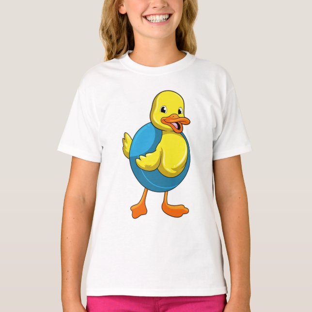 Camiseta Pato en Natación con anillo de natación (Anverso)